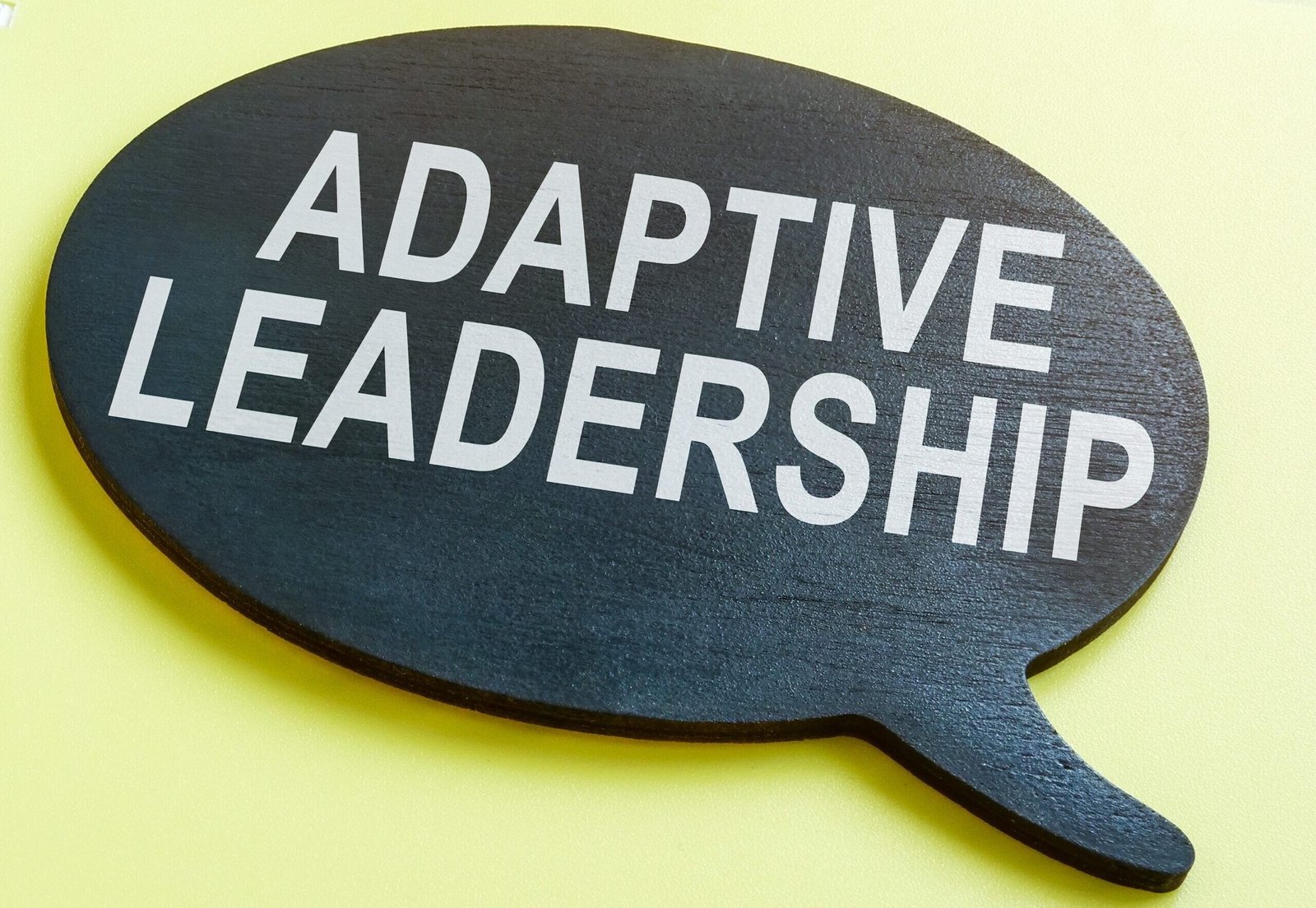 Adaptive leadership phrase on the plate and papers.
