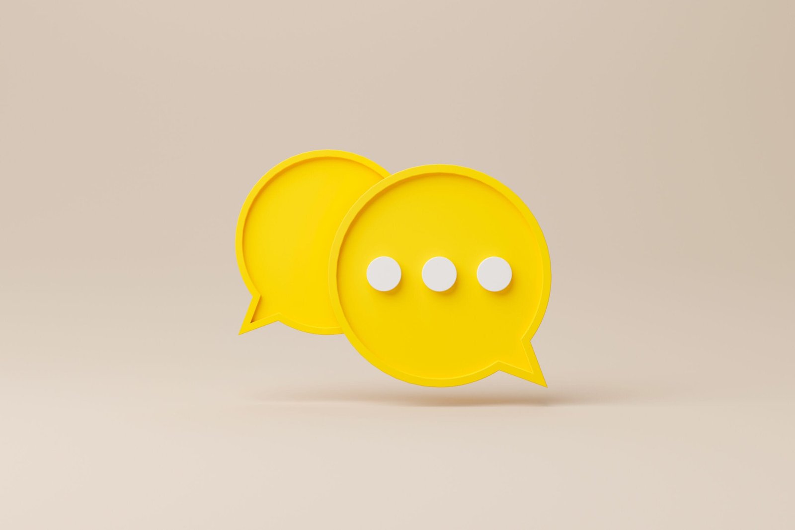 Yellow speech bubble on background. Chat icon symbolic. Online message, Comment or communication concept. 3d render